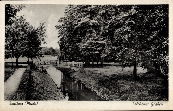 Postcard Zeuthen in der Mark, Selchower Graben, bridge