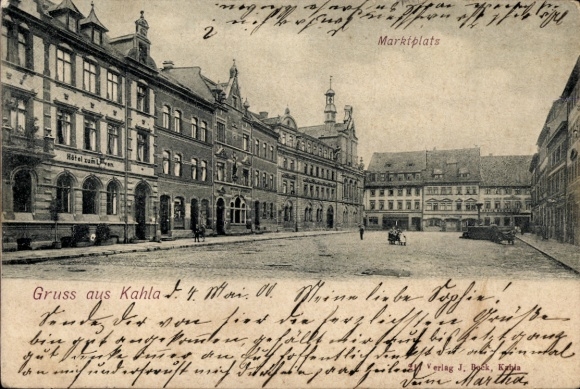 Ak Kahla in Thüringen, Marktplatz, Hotel