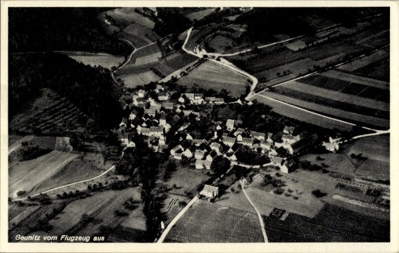 Postcard Geunitz Reinstädt in Thuringia, aerial photograph
