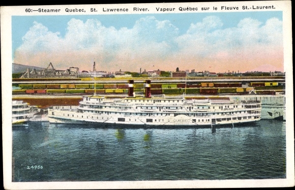 Postcard Kanada, Steamer Quebec, St. Lawrence River
