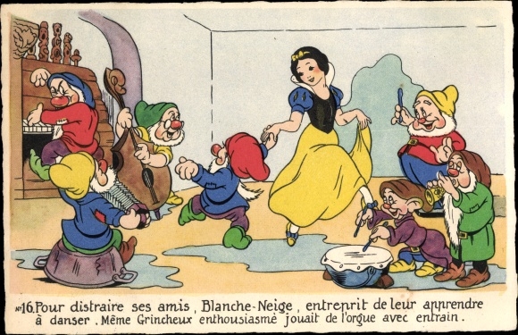 Künstler Ak Schneewittchen und die sieben Zwerge, Walt Disney, Comic