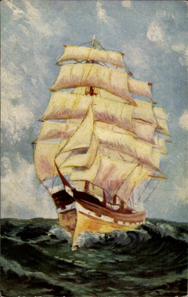 Artist Postcard Jahn, E., on the Atlantic
