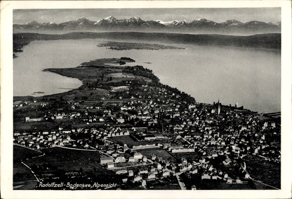 Postcard Radolfzell am Bodensee, aerial photograph