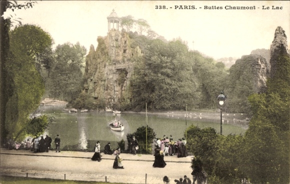 Ak Parijs XIX Buttes Chaumont, het meer