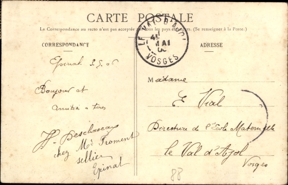 Postcard Épinal Lorraine Vosges, La Gare, tram