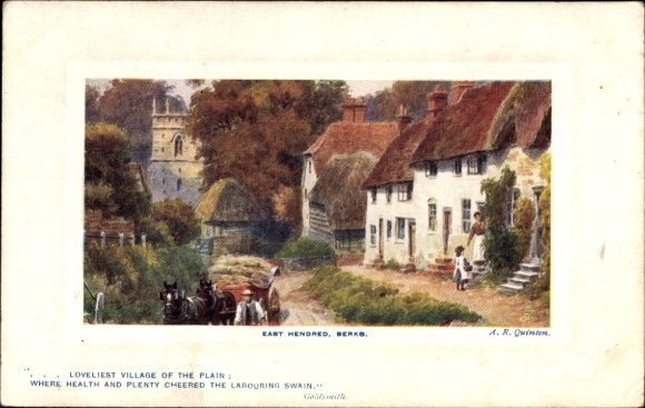 Kunstenaar Ak Quinton, AR, Berks, East Hendred, dorpsidylle