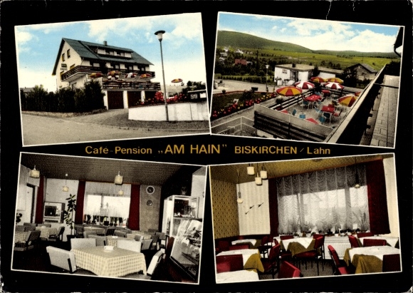 Postcard Biskirchen Leun an der Lahn, Cafe Pension Am Hain