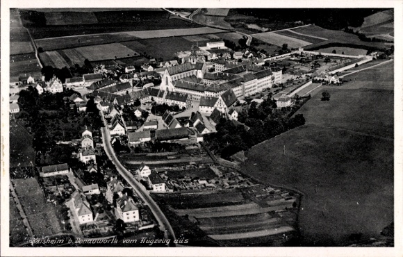 Postcard Kaisheim in Schwaben, aerial photograph