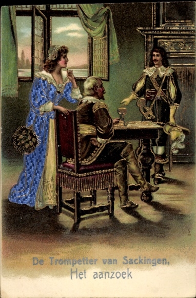 Embossed Postcard Trumpeter of Säckingen, The Proposal