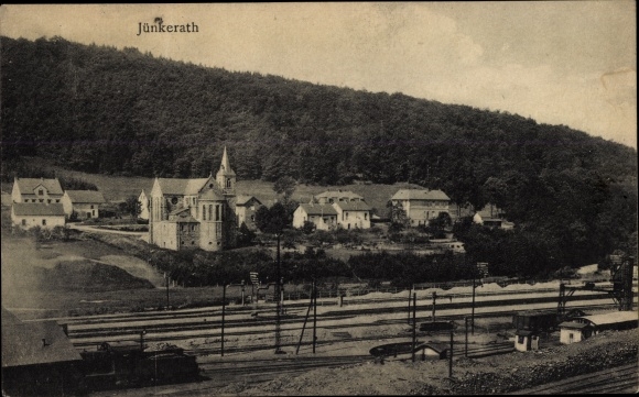 Postcard Jünkerath in the Eifel, view of the town, railroad tracks
