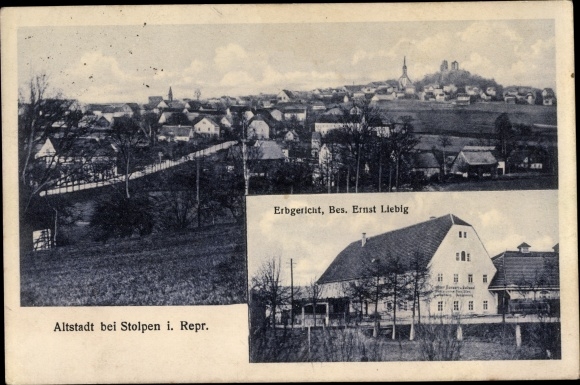 Postcard old town of Stolpen in Saxony, general view, inheritance court