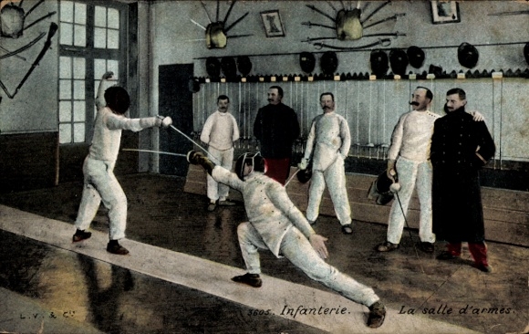 Postcard French Infantry, Fencer, Soldier's Life