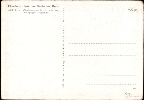 Artist PC Reich, Adolf, wool collection in a Munich local group, HDK 246