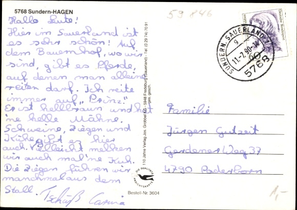 Postcard Hagen Sundern in Sauerland, general view