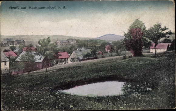 Postcard Hartmannsdorf Reichenau in the Erzgebirge, partial view