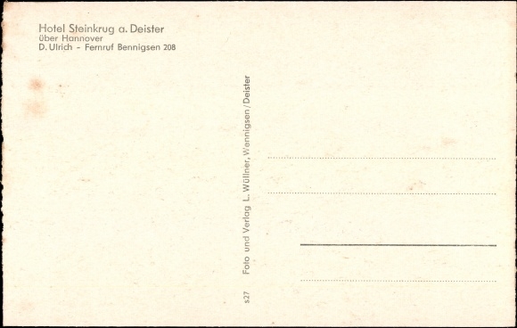 Postcard Bennigsen Springe am Deister, Hotel Steinkrug am Deister, exterior and interior views, wild boar