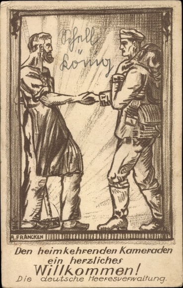 Artist PC Francken, A., A warm welcome to the returning comrades, I. WK