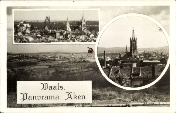 Postcard Vaals Aken Limburg, panorama, church towers, landscape