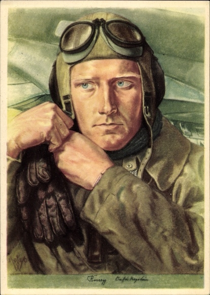 Artist PC Willrich, Wolfgang, reconnaissance pilot, Luftwaffe, portrait, II. WW, VDA 1940