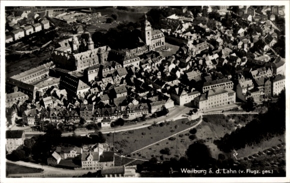 Postcard Weilburg an der Lahn Hessen, aerial photograph