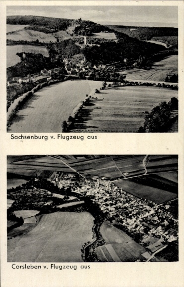 Ak Sachsenburg Frankenberg in Sachsen, Fliegeraufnahme