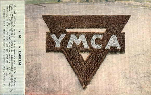 Ak Camp Wheeler Macon Georgia, YMCA, opstelling van soldaten, officieren en kampmedewerkers