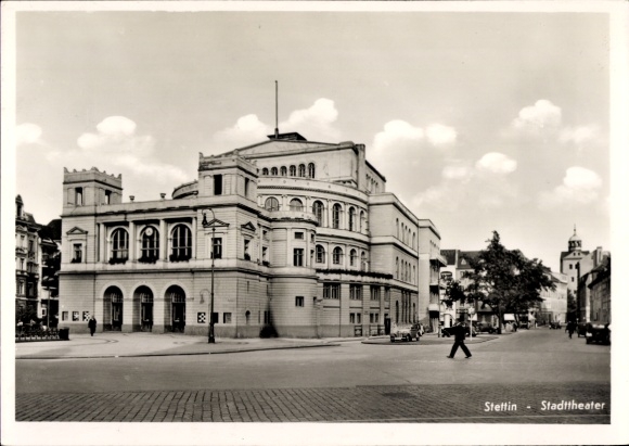Postcard Szczecin Stettin Pomerania, City Theatre