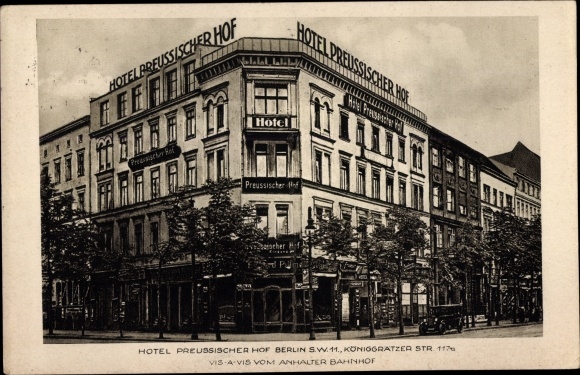 Postcard Berlin Kreuzberg, Hotel Preussischer Hof, Königgrätzer Strasse 117