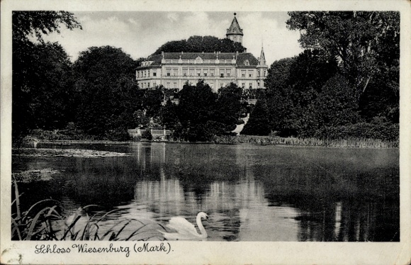 Ak Wiesenburg in de Mark, kasteel, zwaan, wateren