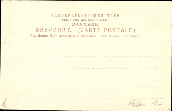 Postcard Woman in Danish costume plays with a kitten