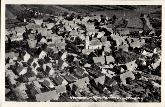 Postcard Westheim Illesheim in Middle Franconia, aerial photograph