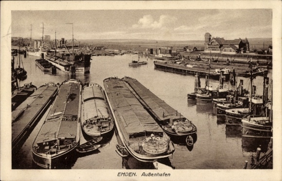 Ak Emden in Ostfriesland, Blick auf den Außenhafen