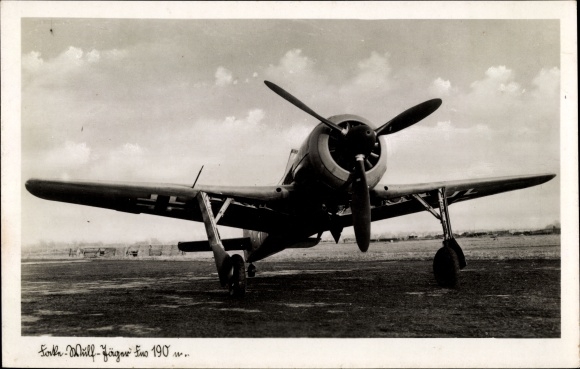 Postcard Focke Wulf Fw 190, fighter plane, Luftwaffe