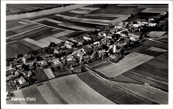 Ak Zeitldorn in der Oberpfalz Kirchroth Niederbayern, Fliegeraufnahme