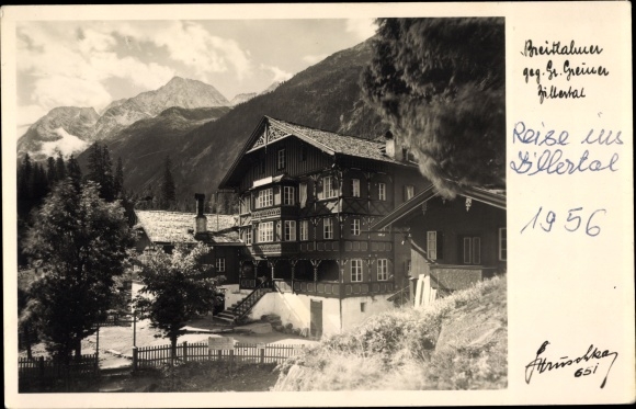 PC Breitlahner against Großer Greiner in the Zillertal, local section, pension, photographer Hans Hruschka