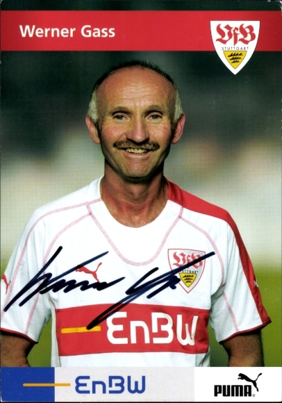 Autogrammkarte Fußballer Werner Gass, VFB Stuttgart, Autogramm