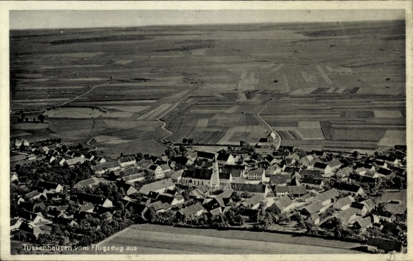 Postcard Tussenhausen in Swabia, aerial photograph