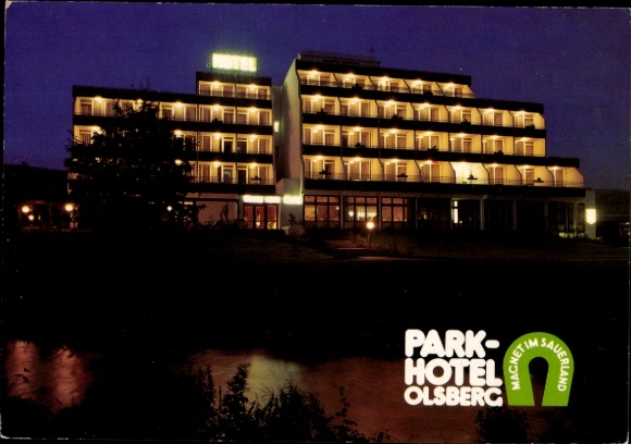Ak Elleringhausen Olsberg im Sauerland, Park-Hotel, Nacht, Beleuchtung