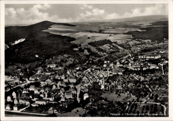 Postcard Tiengen am Oberrhein, aerial photograph