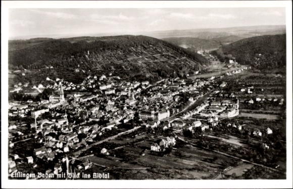 Ak Ellingen in Midden-Franken, Beieren, luchtfoto van het Albtal, gebouwen, landschap
