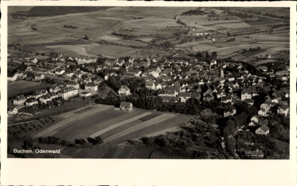 Postcard Buchen im Odenwald Baden, aerial photograph