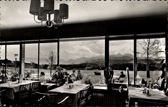 Postcard Irschenberg in Upper Bavaria, motorway rest house and motel