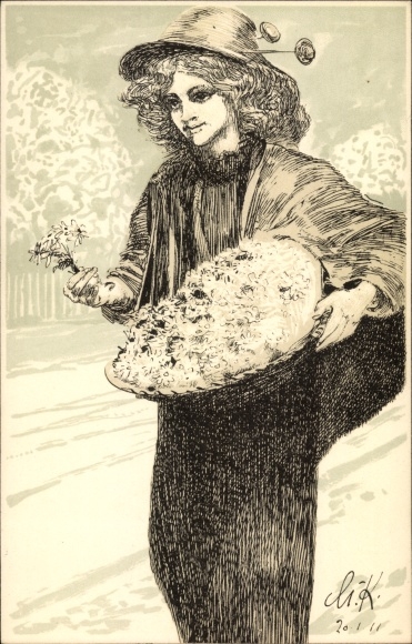 Artist PC Klinger, Max, Leipzig in Saxony, Marguerite Day 1911, Meissner &amp; Buch