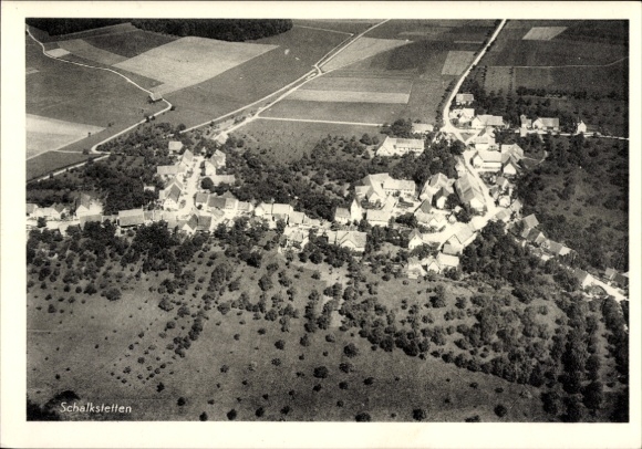 Postcard Schalkstetten Amstetten in the Swabian Alb Württemberg, aerial photograph