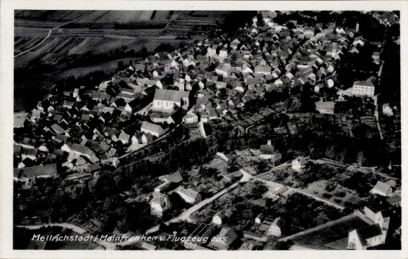 Postcard Mellrichstadt in Lower Franconia, aerial photograph