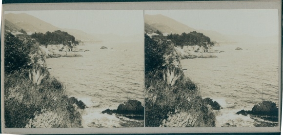 Stereofoto Nervi Genova Genua Ligurië, Riviera, uitzicht op zee