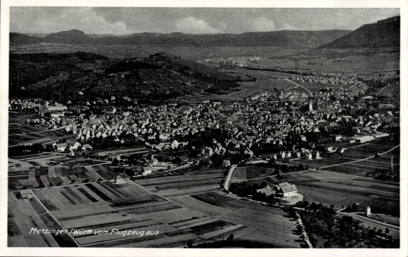 Ak Metzingen in Württemberg, Fliegeraufnahme