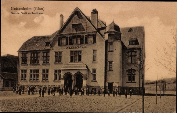 Postcard Meisenheim am Glan, new elementary school building