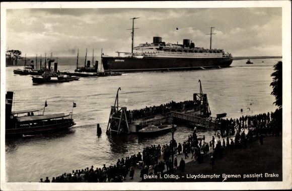 Postcard Brake on the Lower Weser, steamboat Bremen, North German Lloyd
