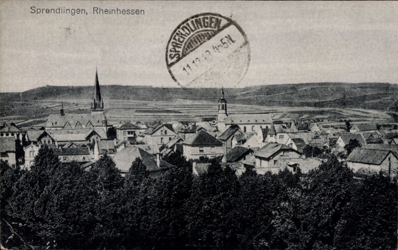 Ak Sprendlingen in Rheinhessen, panoramisch uitzicht over de stad